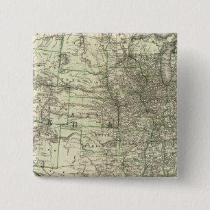 New railroad map of the United States 2 15 Cm Square Badge