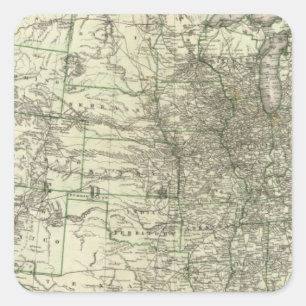 New railroad map of the United States 2 Square Sticker