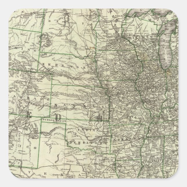 New railroad map of the United States 2 Square Sticker (Front)