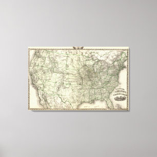 New railroad map of the United States 3 Canvas Print