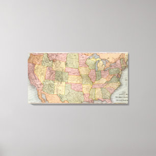 New Railroad Map of the United States Canvas Print