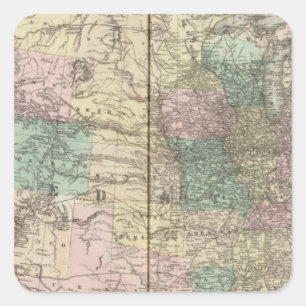 New railroad map of the United States Square Sticker