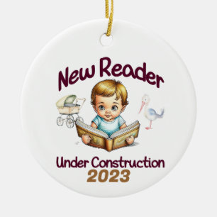 New Reader Under Construction Ceramic Tree Decoration