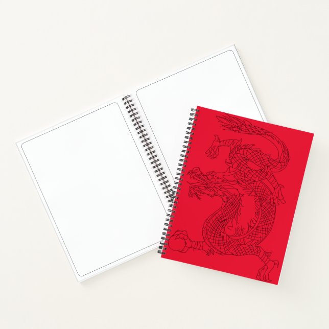 New Red Chinese Dragon Sketchbook Notebook (Inside)