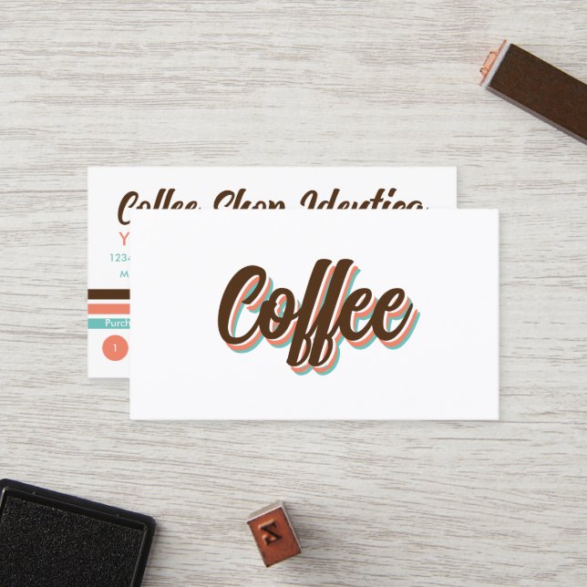 NEW retro coffee shoppe loyalty punch card (Front/Back In Situ)