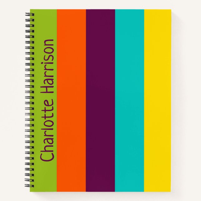 New Retro Palette Stripes Personalised Notebook (Front)