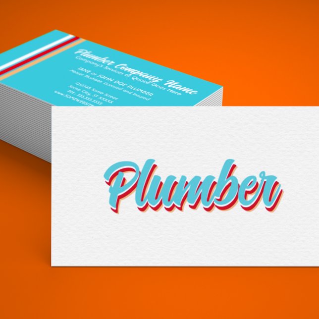 NEW retro plumber Business Card (retro plumber business card)