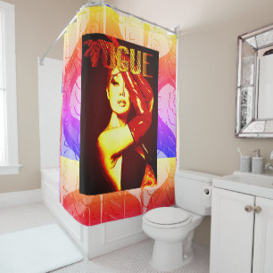 New Retro Vogue Cover‑Style Illustration Shower Curtain