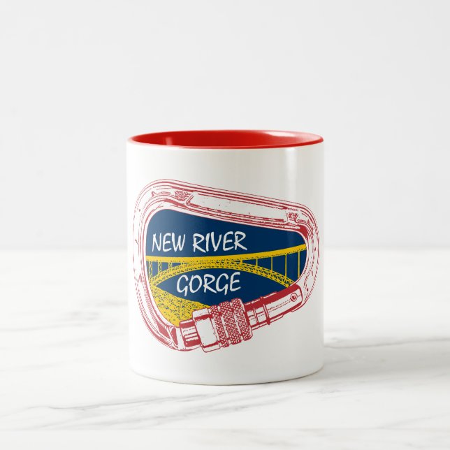New River Gorge Climbing Carabiner Two-Tone Coffee Mug (Center)