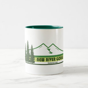 New River Gorge National Park Green Stripes Two-Tone Coffee Mug