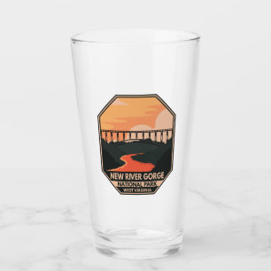New River Gorge National Park Minimal Retro Emblem Glass