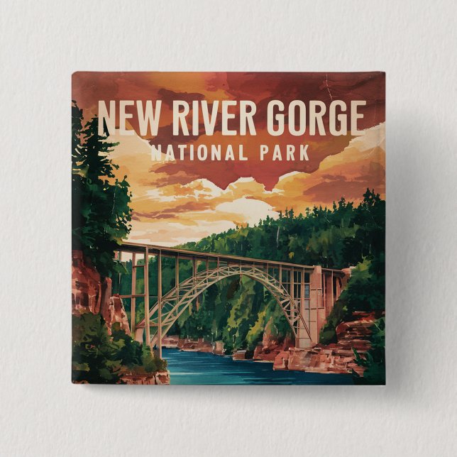 New River Gorge National Park & Preserve  15 Cm Square Badge (Front)