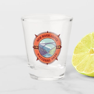New River Gorge National Park Retro Compass Emblem Shot Glass