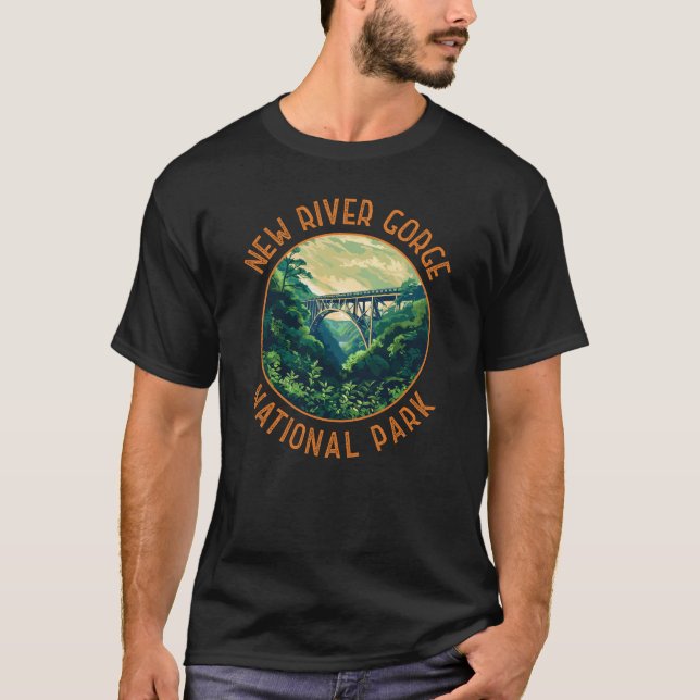 New River Gorge National Park Retro Distressed T-Shirt (Front)
