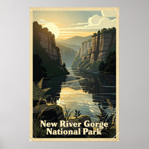 New River Gorge National Park Retro Poster