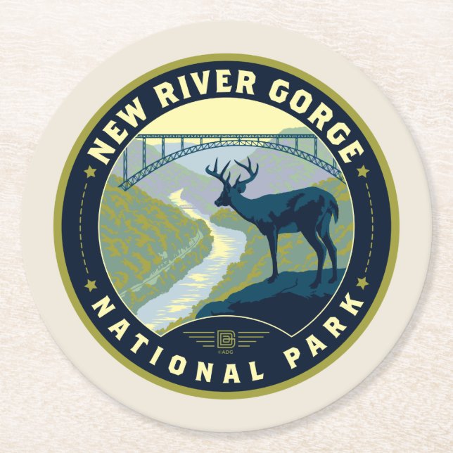 New River Gorge National Park Round Paper Coaster (Front)