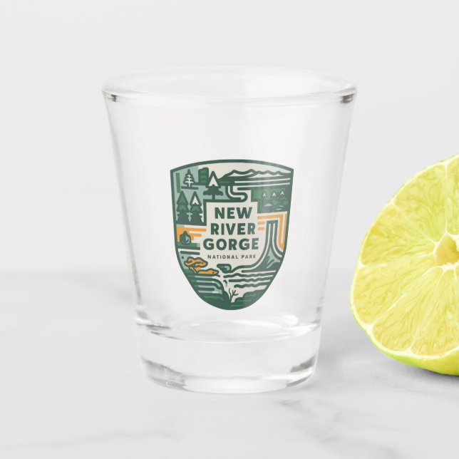 New River Gorge National Park Travel Emblem Shot Glass (Front)