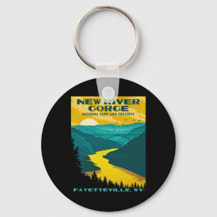 New River Gorge National Park Vintage Wpa Ster Sty Key Ring