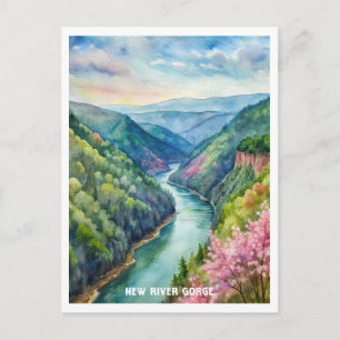 New River Gorge National Park Watercolor Painting Postcard