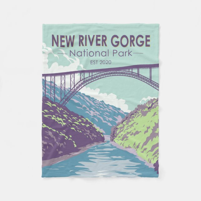 New River Gorge National Park West Virginia Bridge Fleece Blanket (Front)