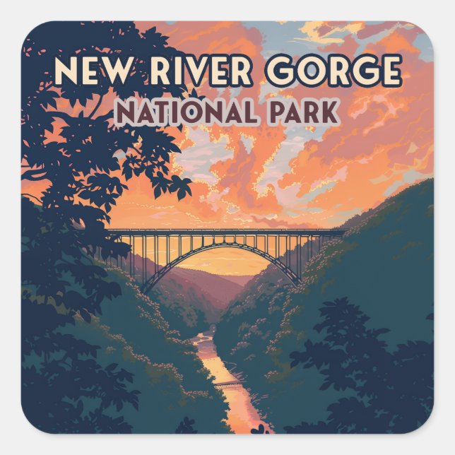 New River Gorge National Park West Virginia Bridge Square Sticker (Front)