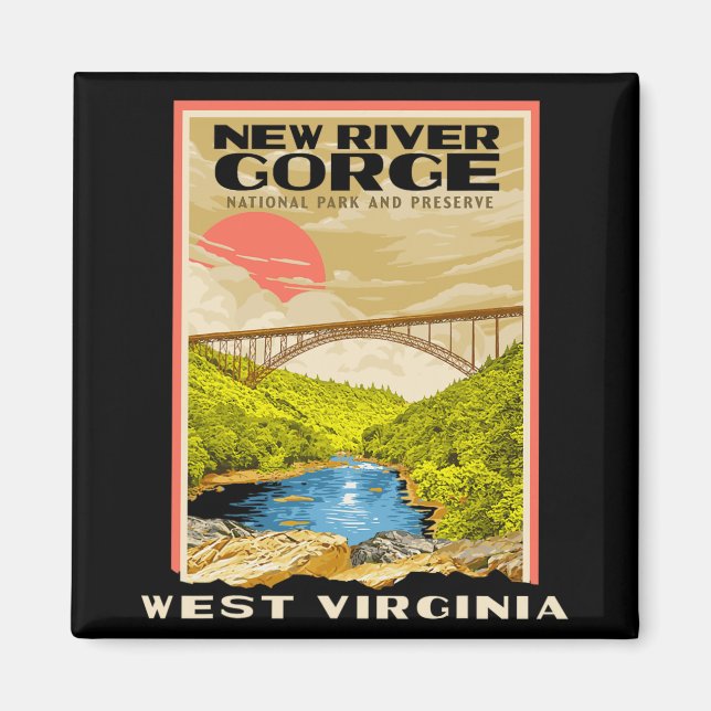 New River Gorge National Park West Virginia Raftin Magnet (Front)