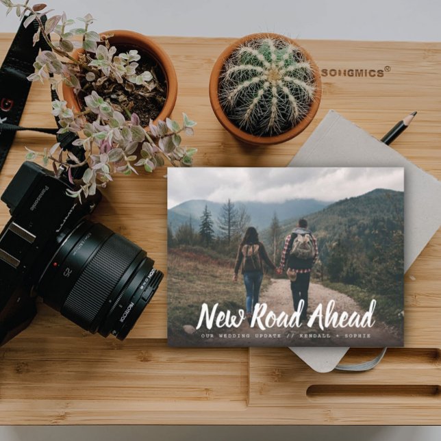 New Road Ahead Wedding Update Photo Announcement Postcard (Creator Uploaded)