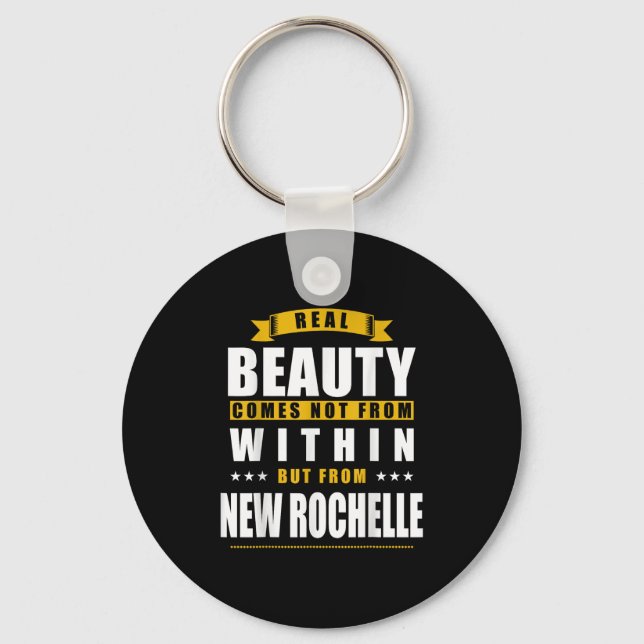 New Rochelle - Funny D City Gift  Key Ring (Front)