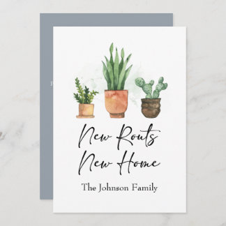 New Roots We've Moved New Home Blue Announcement