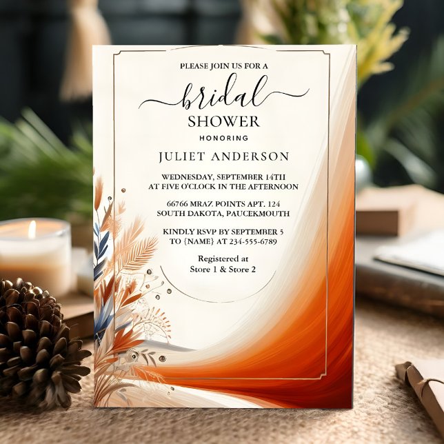 New Rustic Boho Autumn Ombre Brown Bridal Shower Invitation (Creator Uploaded)