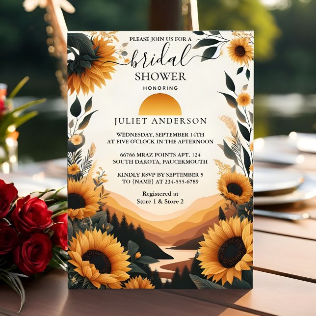 New Rustic Garden Greenery Sunflower Bridal Shower Invitation (Creator Uploaded)