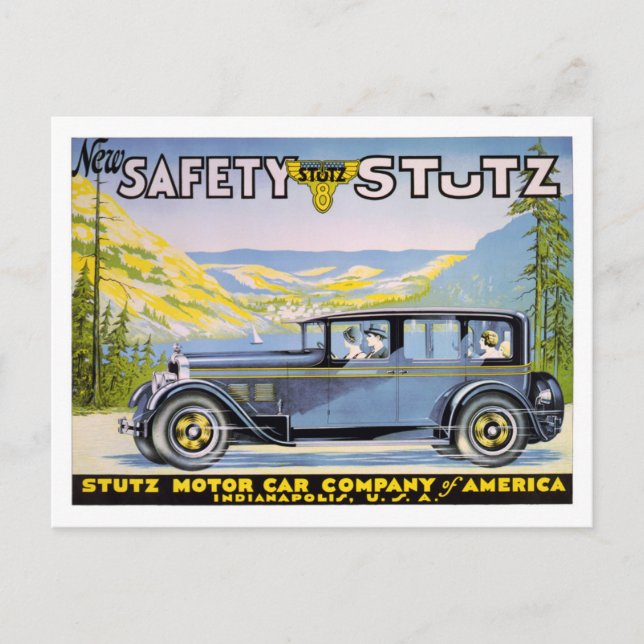 New safety Stutz Vintage Poster Restored Postcard (Front)