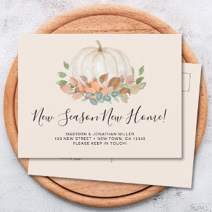 New Season New Home Fall Autumn Pumpkin Moving Announcement Postcard