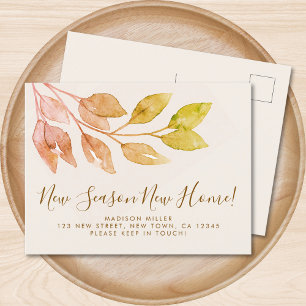 New Season New Home Fall Foliage Moving Announcement Postcard