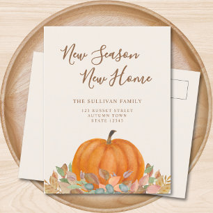 New Season New Home Fall Pumpkin Moving Announcement Postcard