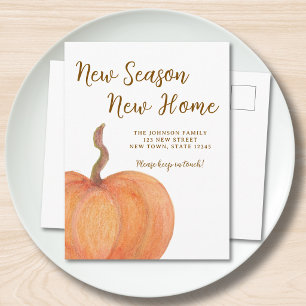 New Season New Home Fall Pumpkin Moving Announcement Postcard