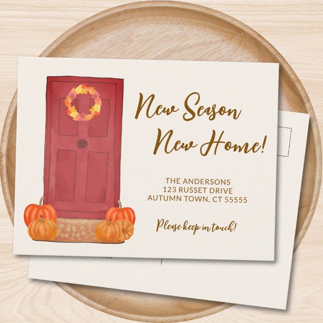 New Season New Home Pumpkin Door Fall Announcement Postcard (Creator Uploaded)