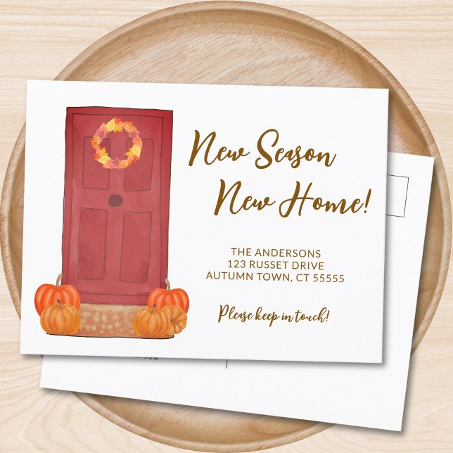 New Season New Home Pumpkin Door Fall Announcement Postcard (Creator Uploaded)