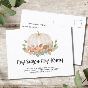 New Season New Home Pumpkin Fall Autumn Moving Announcement Postcard