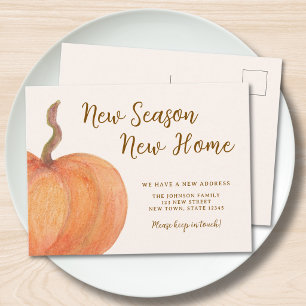 New Season New Home Pumpkin Moving  Announcement Postcard
