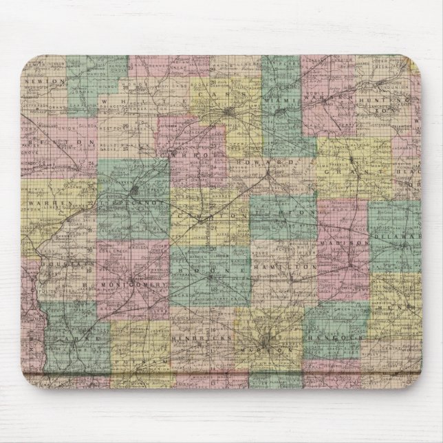 New sectional and township map of Indiana Mouse Pad (Front)