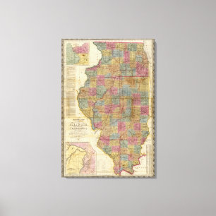 New sectional map of the state of Illinois Canvas Print
