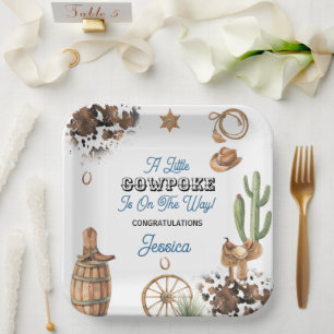 New Sheriff In Town Boy Baby Shower Paper Plate