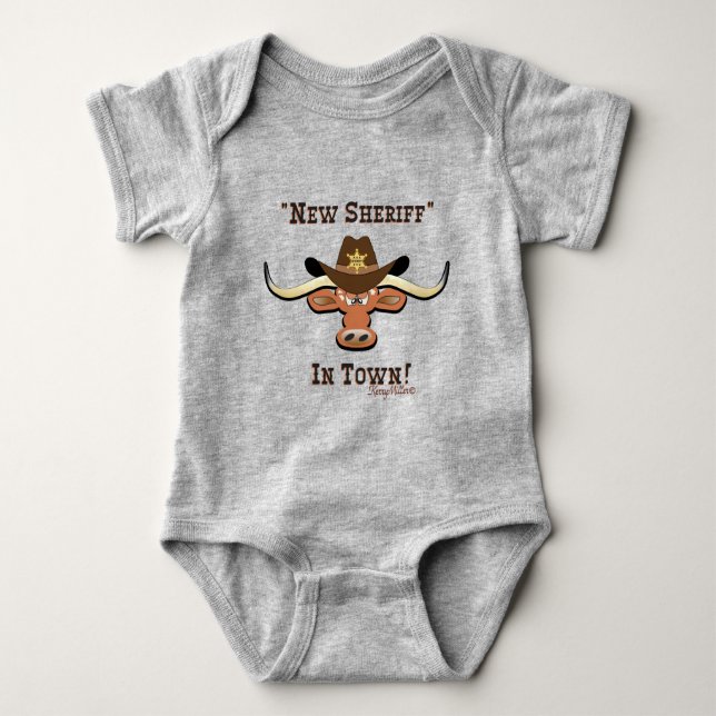 New Sheriff In Town, Longhorn Baby Bodysuit (Front)