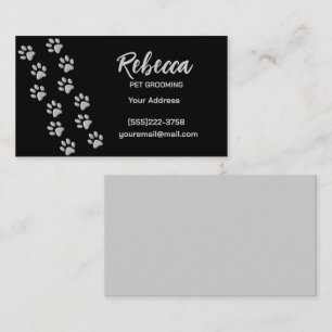 New Silver Dog Paws Pattern Pet Grooming Service  Business Card