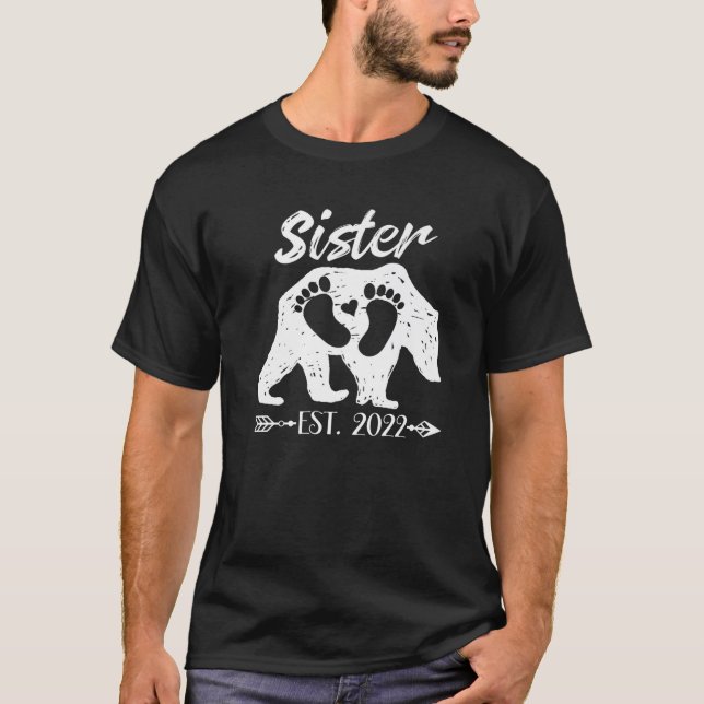 New Sister Bear Est 2022 Baby Announcement Brother T-Shirt (Front)
