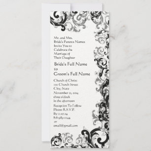 New Sizes 4.25x9.25 Damask Wedding Invitation