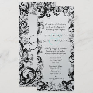 New Sizes 4.25x9.25 Fancy Swirl Wedding Invitation