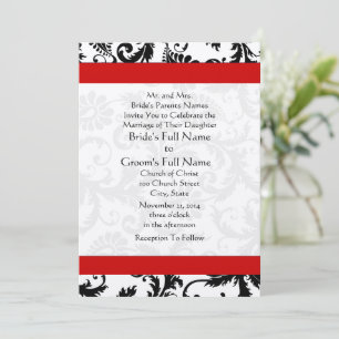 New Sizes Black Damask Swirls Wedding Invitation