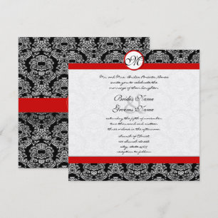 New Sizes Black Damask Swirls Wedding Invitation